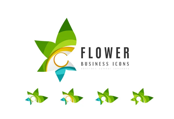 Set van pictogrammen van de bedrijfs van het logo van de abstracte bloem — Stockvector