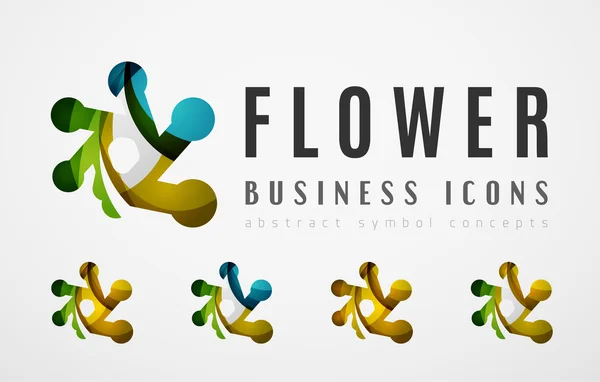 Set of abstract flower logo business icons — Stock Vector
