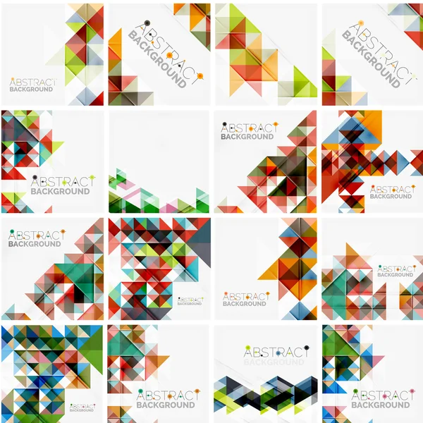 Set of triangle geometric abstract backgrounds. Universal business or technology templates — Stock Vector