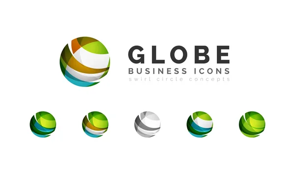 グローブ球やサークルのロゴのビジネス アイコンのセット — ストックベクタ