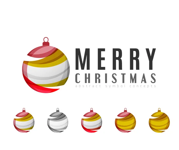 Набор абстрактных иконок рождественских шаров, концепция логотипа, чистый современный геометрический дизайн — стоковый вектор