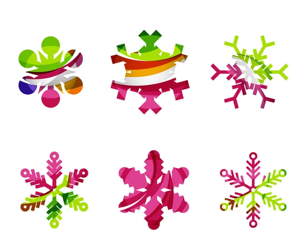 Azokat az absztrakt színes hópehely logo ikonjai, téli fogalmak, tiszta modern geometriai kialakítás — Stock Vector
