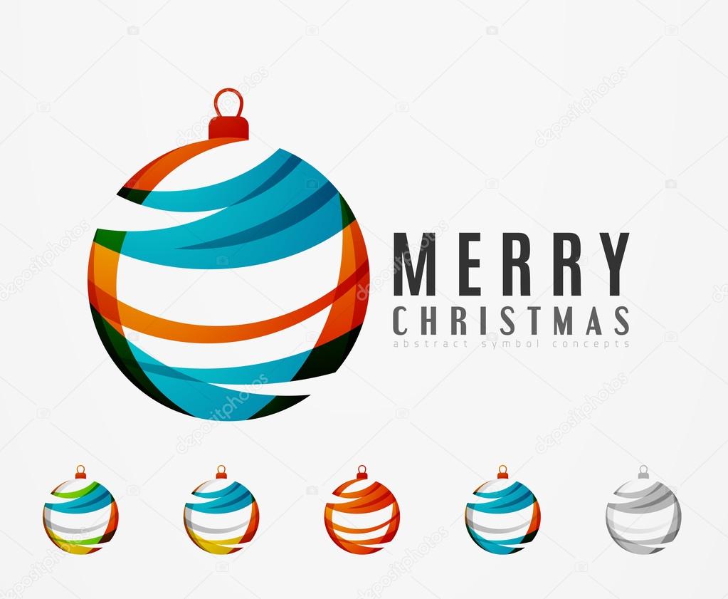 Set of abstract Christmas ball icons, business logo concepts, clean modern geometric design