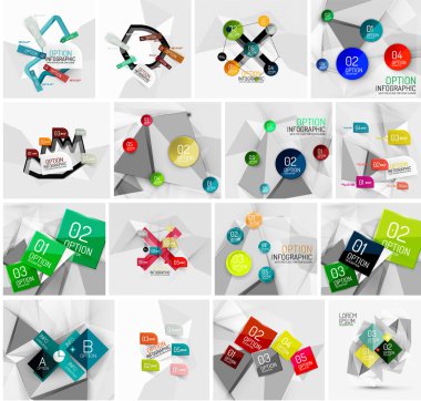 Soyut geometrik kağıt Infographic afiş şablonları