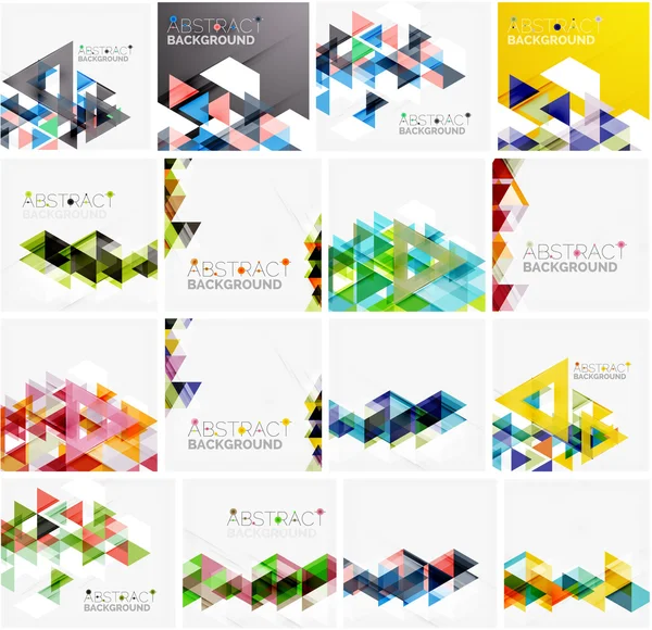 Ensemble de fonds abstraits géométriques triangulaires. Modèles universels d'entreprise ou de technologie — Image vectorielle