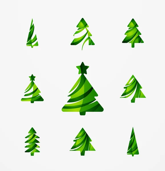 Conjunto de ícones abstratos Árvore de Natal, conceitos de logotipo de negócios, design brilhante moderno limpo — Vetor de Stock