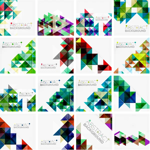 Conjunto de fondos abstractos geométricos triangulares. Plantillas comerciales o tecnológicas universales — Vector de stock