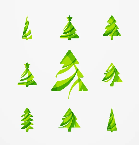 Set di icone astratte dell'albero di Natale, concetti di logo aziendale, design lucido moderno e pulito — Vettoriale Stock