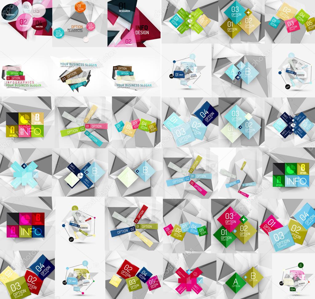 Mega collection of geometric paper style banners
