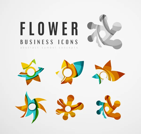 Conjunto de flores abstractas logotipo iconos de negocios — Vector de stock