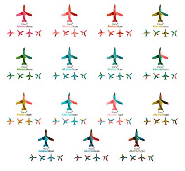 Set of color airplane logo icons