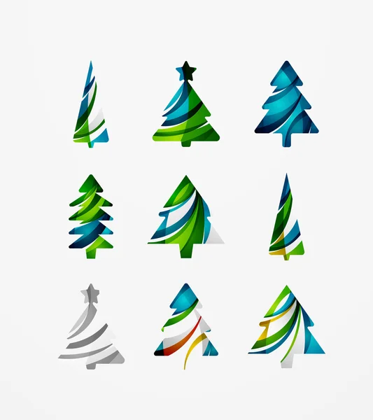 Reihe abstrakter Weihnachtsbaum-Ikonen — Stockvektor