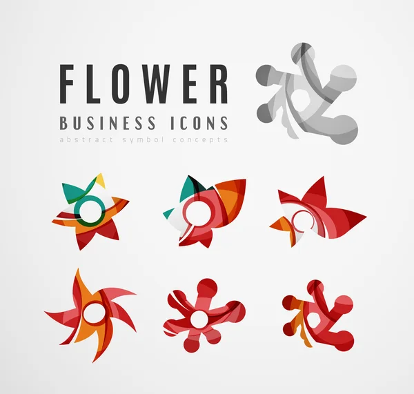 Conjunto de ícones de negócios logotipo flor abstrata — Vetor de Stock
