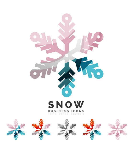 Set of abstract colorful snowflake logo icons — Stock Vector