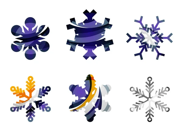 Set van abstracte kleurrijke sneeuwvlok logo iconen — Stockvector