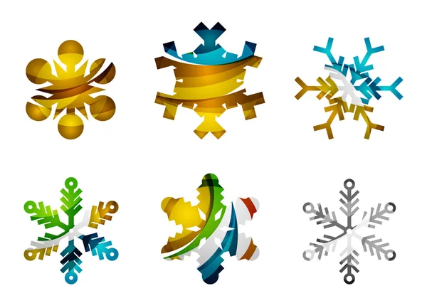 Conjunto de ícones coloridos abstratos do logotipo do floco de neve , —  Vetores de Stock