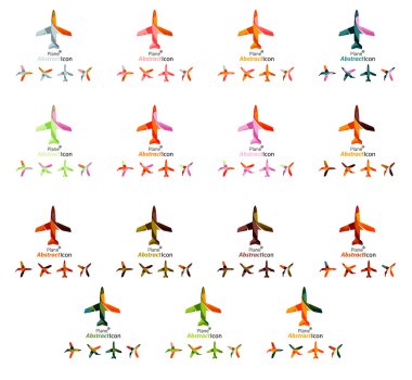 Set of color airplane logo icons