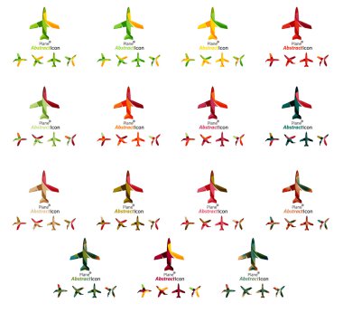 Set of color airplane logo icons