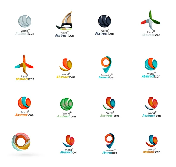 Conjunto de iconos abstractos del logotipo de viaje. Símbolos web de negocios, aplicaciones o Internet — Archivo Imágenes Vectoriales