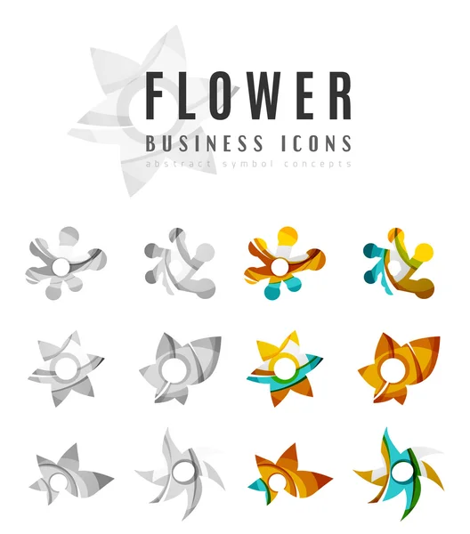 Set of abstract flower logo business icons — Stock Vector