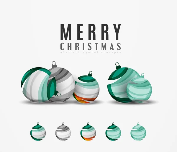 Ensemble d'icônes abstraites de boule de Noël, concepts de logo d'entreprise, design géométrique moderne propre — Image vectorielle