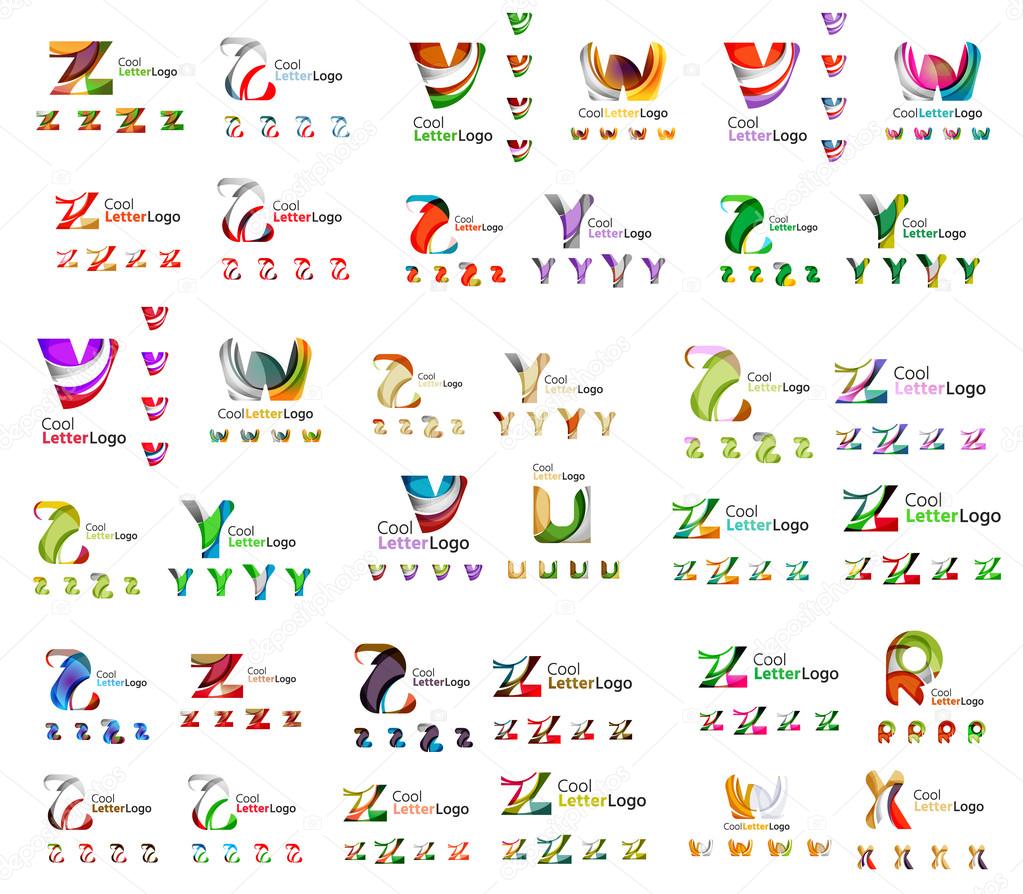 Mega set of geomeric company logos. Corporate business branding design elements