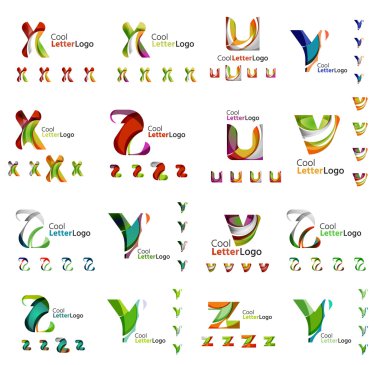 Renkli soyut mektup kurumsal logolar akan şekiller üst üste ile oluşturulan dizi. Herhangi bir fikir üzerinde beyaz izole için evrensel iş ikonları/simgeleri