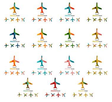 Set of color airplane logo icons