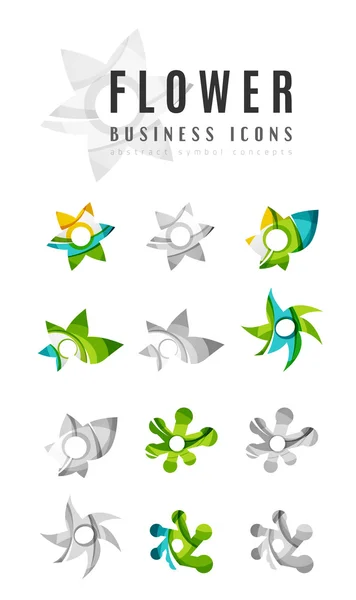 Conjunto de ícones de negócios logotipo flor abstrata — Vetor de Stock