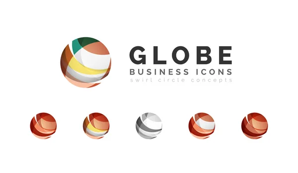 Instellen van globe bol of cirkel van de pictogrammen van de bedrijfs van het logo — Stockvector