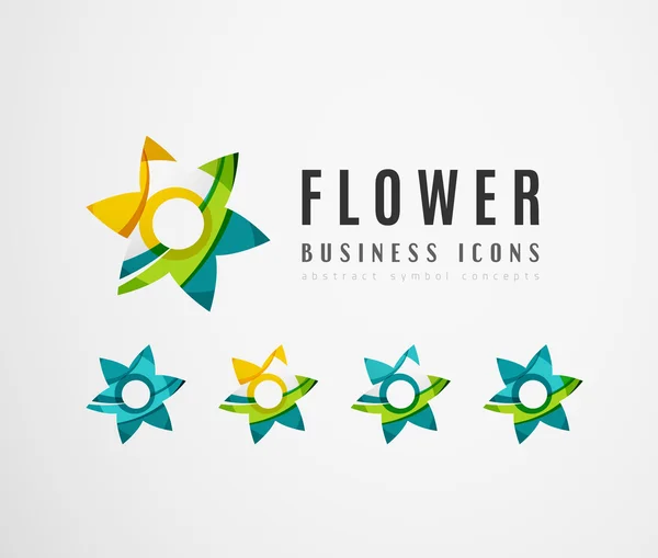 Conjunto de ícones de negócios logotipo flor abstrata — Vetor de Stock