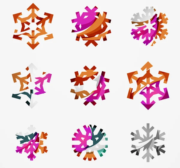 Conjunto de ícones coloridos abstratos do logotipo do floco de neve —  Vetores de Stock