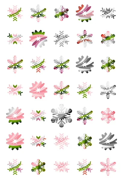 Set van abstracte kleurrijke sneeuwvlok logo iconen — Stockvector