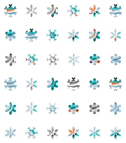 Σύνολο εικονιδίων λογότυπο αφηρημένη πολύχρωμο νιφάδα χιονιού — Διανυσματικό Αρχείο