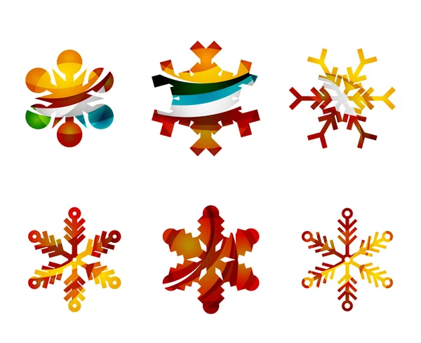 Set of abstract colorful snowflakes — 图库矢量图片