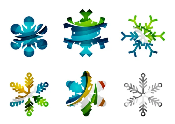 Conjunto de abstrato colorido flocos de neve logotipo ícones —  Vetores de Stock