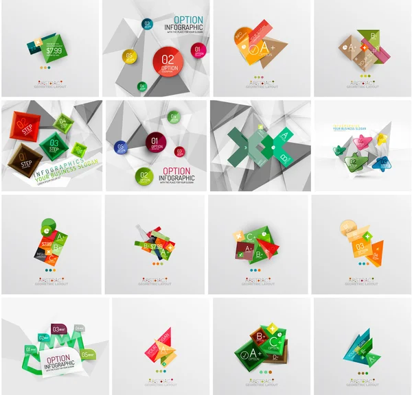 Set of abstract geometric infographic banner — Stock vektor