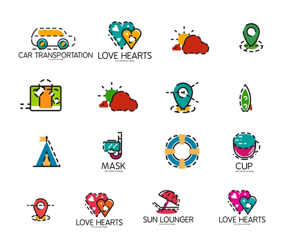 Ensemble d'icônes abstraites de logo de voyage . — Image vectorielle