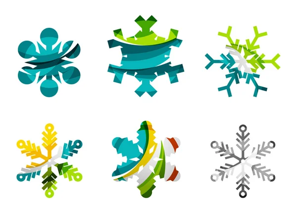 Set of abstract colorful snowflake — ストックベクタ