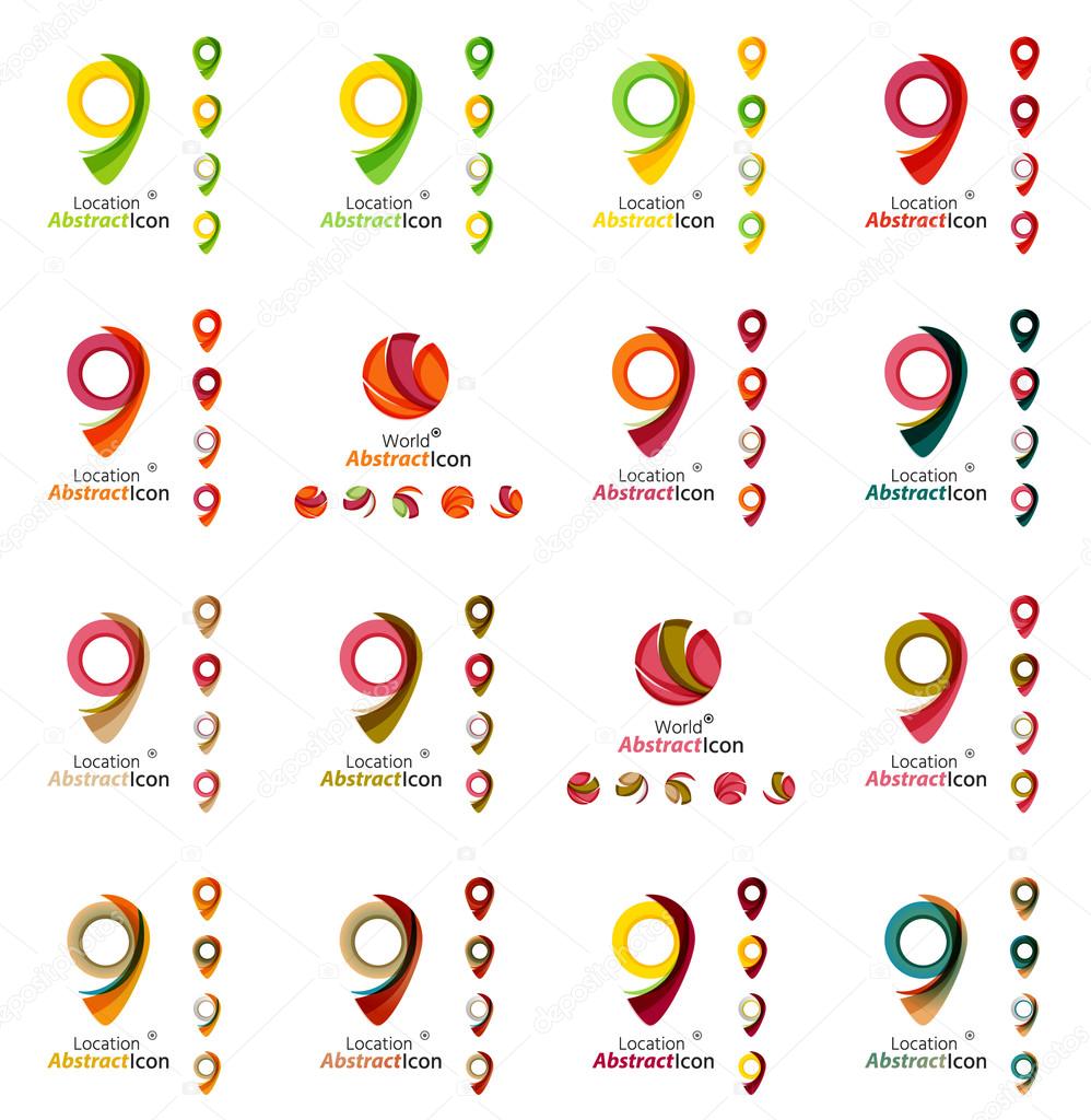 Set of map tag logo icons. Business, app, web design symbol template