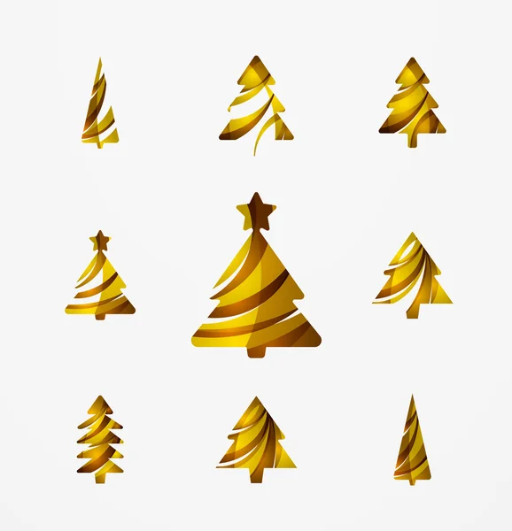 Ensemble d'icônes abstraites d'arbre de Noël — Image vectorielle