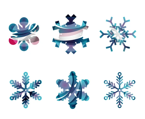 Conjunto de floco de neve colorido abstrato — Vetor de Stock