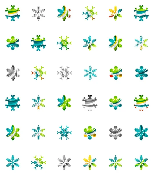 Conjunto de logotipo de copo de nieve colorido abstracto — Vector de stock