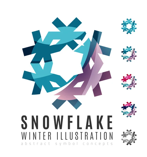Set of abstract colorful snowflake logo — Stock Vector