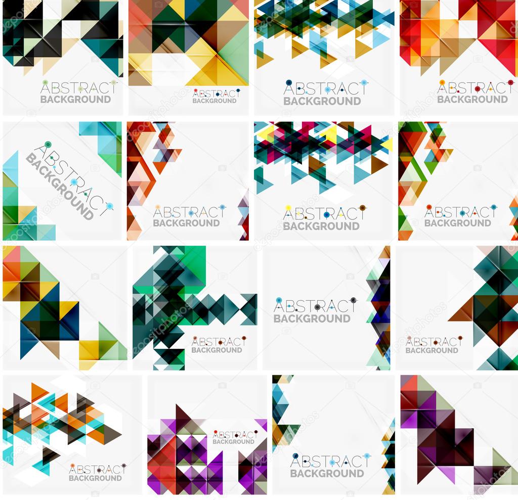 Set of triangle geometric abstract backgrounds.