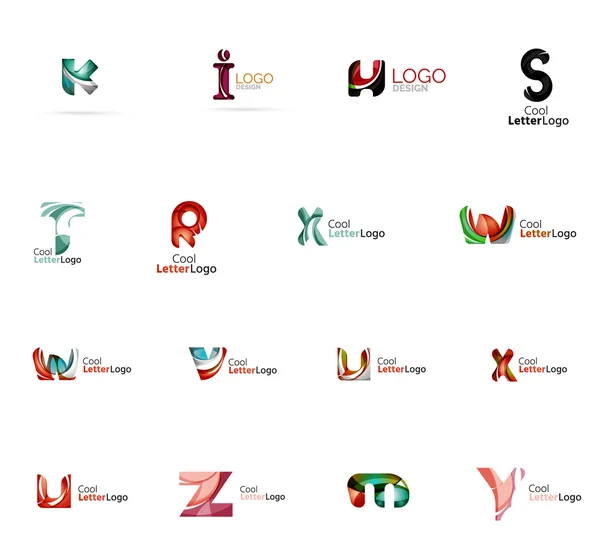 Набор разноцветных абстрактных логотипов букв — стоковый вектор