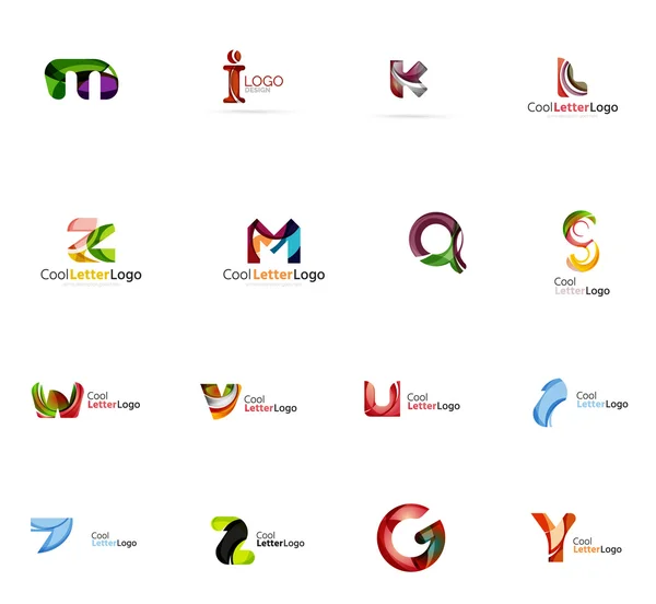 Set of colorful abstract letter logos — Stockvector