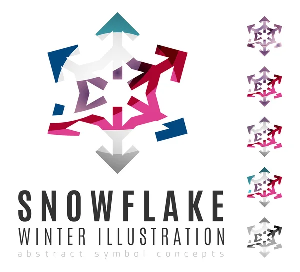 Conjunto de logotipo colorido abstrato floco de neve — Vetor de Stock