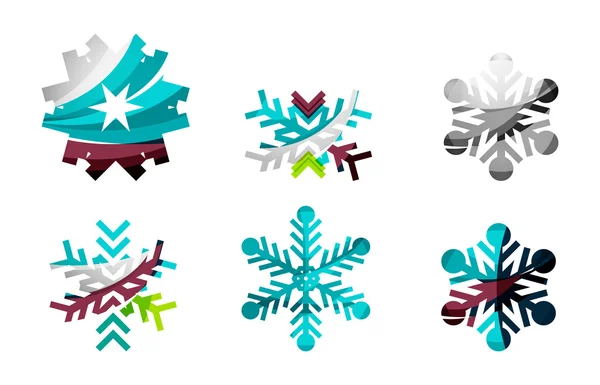 Uppsättning abstrakta färgglada snöflinga logotyp — Stock vektor
