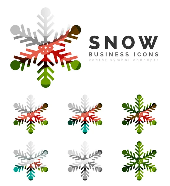 Set of abstract colorful snowflake logo — Stock Vector